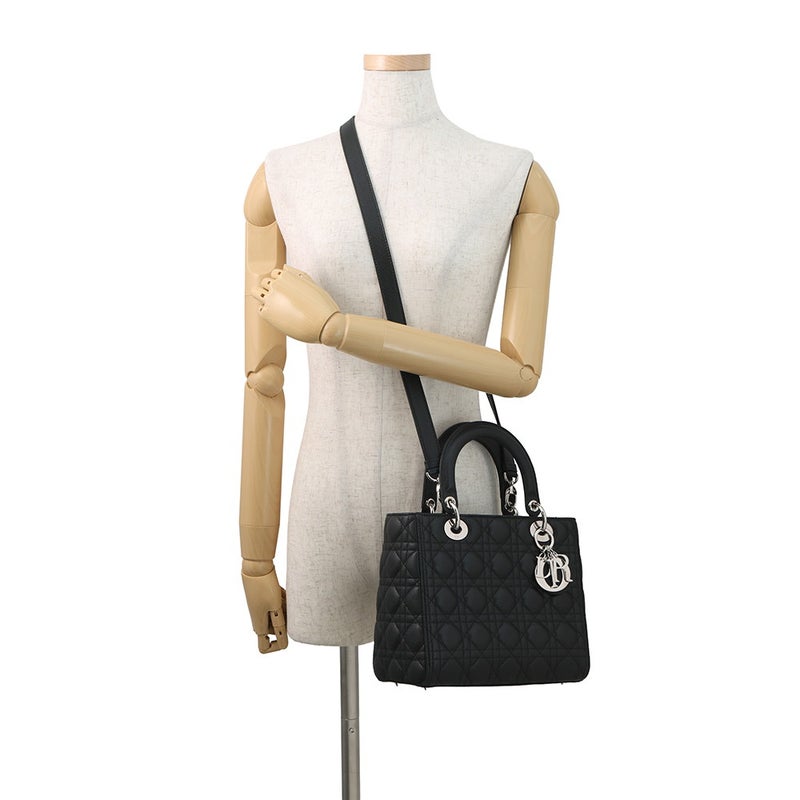 クリスチャン・ディオール ハンドバッグ レディディオール カナージュ ミディアム M0565PWRT Christian Dior 2way 黒