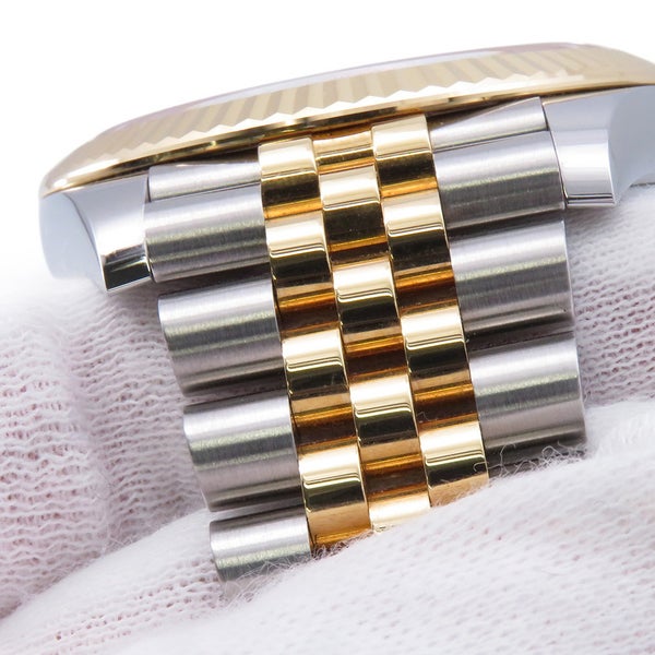 ロレックス デイトジャスト41 SS/K18YG ランダムシリアル ルーレット 126333G ROLEX 腕時計 黒文字盤 10Pダイヤ