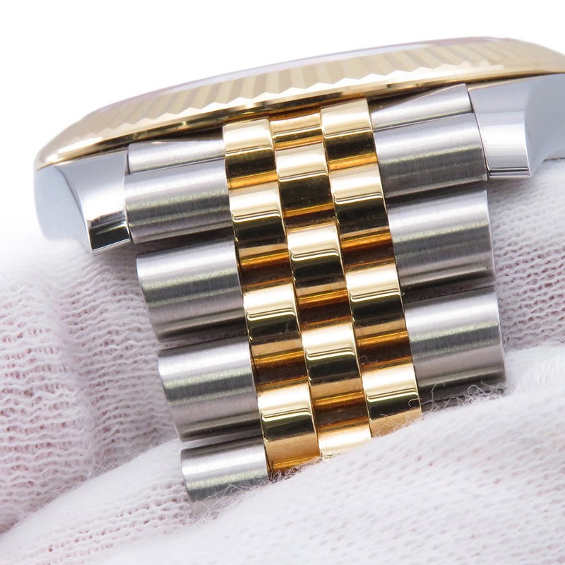 ロレックス デイトジャスト41 SS/K18YG ランダムシリアル ルーレット 126333G ROLEX 腕時計 黒文字盤 10Pダイヤ