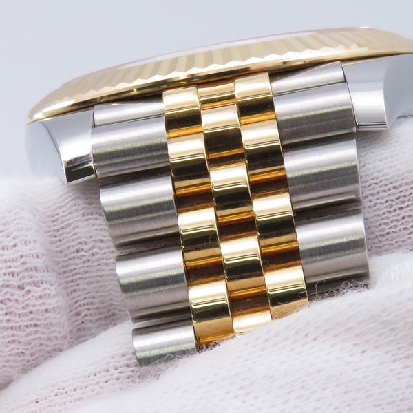 ロレックス デイトジャスト41 SS/K18YG ランダムシリアル ルーレット 126333G ROLEX 腕時計 黒文字盤 10Pダイヤ