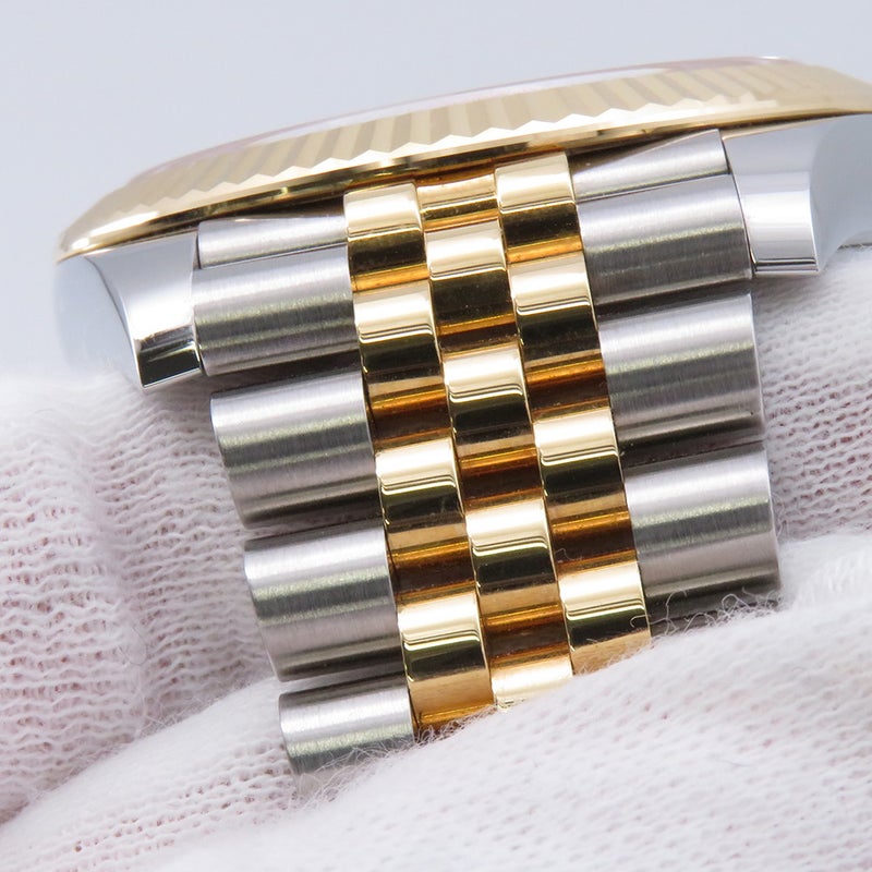 ロレックス デイトジャスト41 SS/K18YG ランダムシリアル ルーレット 126333G ROLEX 腕時計 黒文字盤 10Pダイヤ