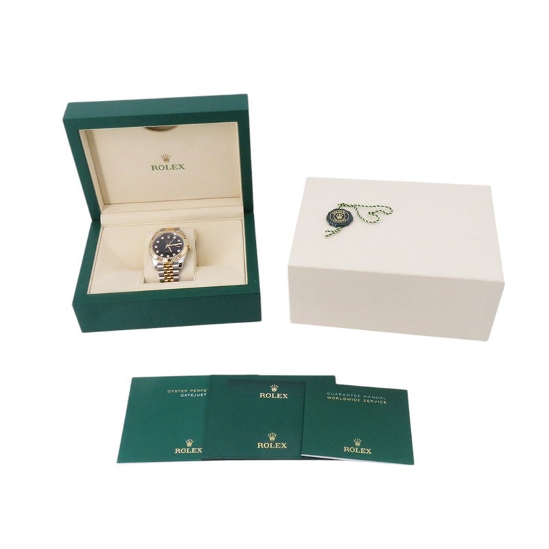 ロレックス デイトジャスト41 SS/K18YG ランダムシリアル ルーレット 126333G ROLEX 腕時計 黒文字盤 10Pダイヤ