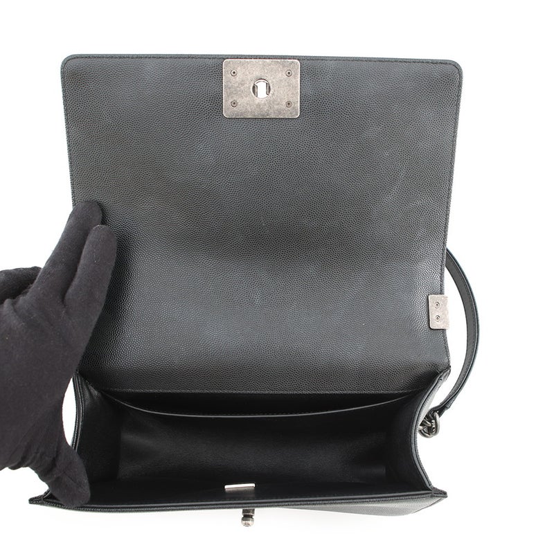 シャネル チェーンショルダーバッグ マトラッセ ココマーク ボーイシャネル キャビアスキン A67086 CHANEL 黒