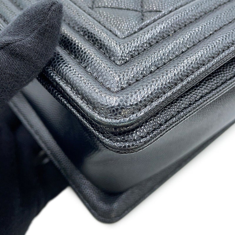 シャネル チェーンショルダーバッグ マトラッセ ココマーク ボーイシャネル キャビアスキン A67086 CHANEL 黒