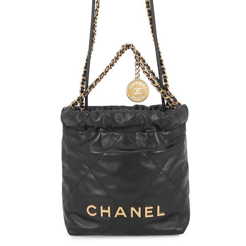 シャネル ハンドバッグ CHANEL22 ミニ ココマーク シャイニーカーフレザー AS3980 CHANEL 2way 黒