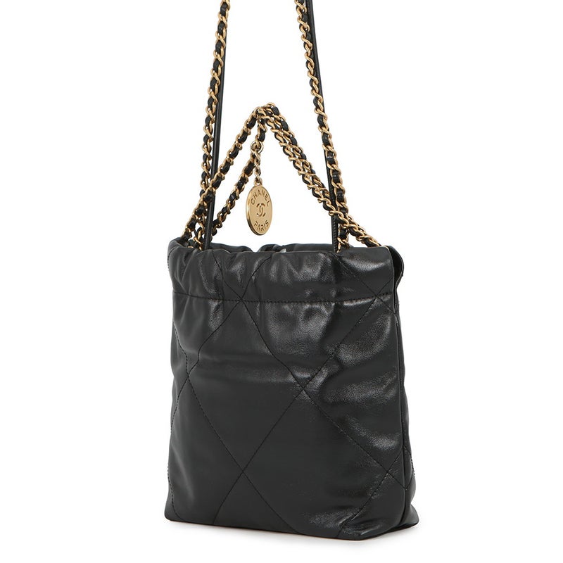 シャネル ハンドバッグ CHANEL22 ミニ ココマーク シャイニーカーフレザー AS3980 CHANEL 2way 黒