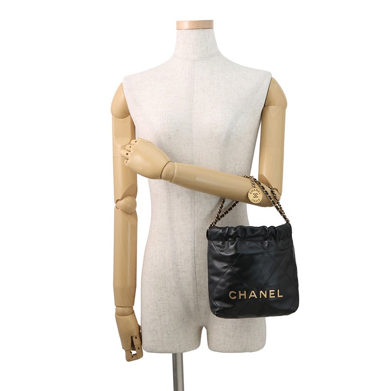 シャネル ハンドバッグ CHANEL22 ミニ ココマーク シャイニーカーフレザー AS3980 CHANEL 2way 黒