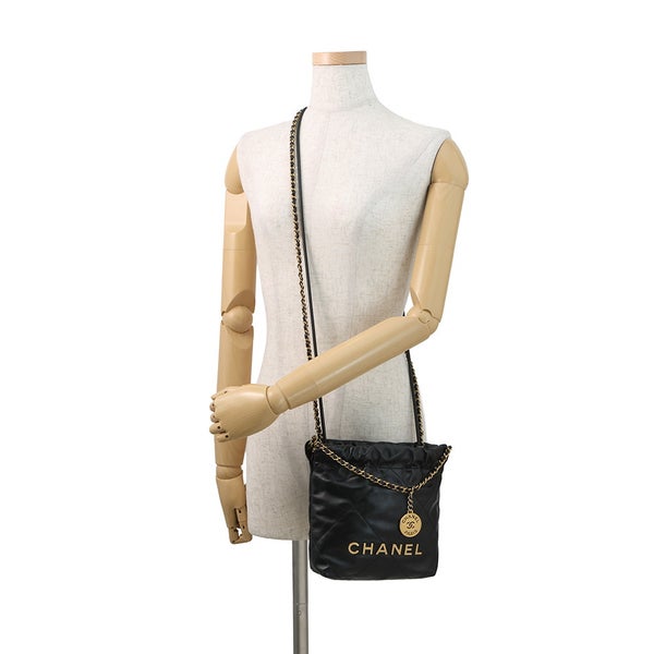シャネル ハンドバッグ CHANEL22 ミニ ココマーク シャイニーカーフレザー AS3980 CHANEL 2way 黒