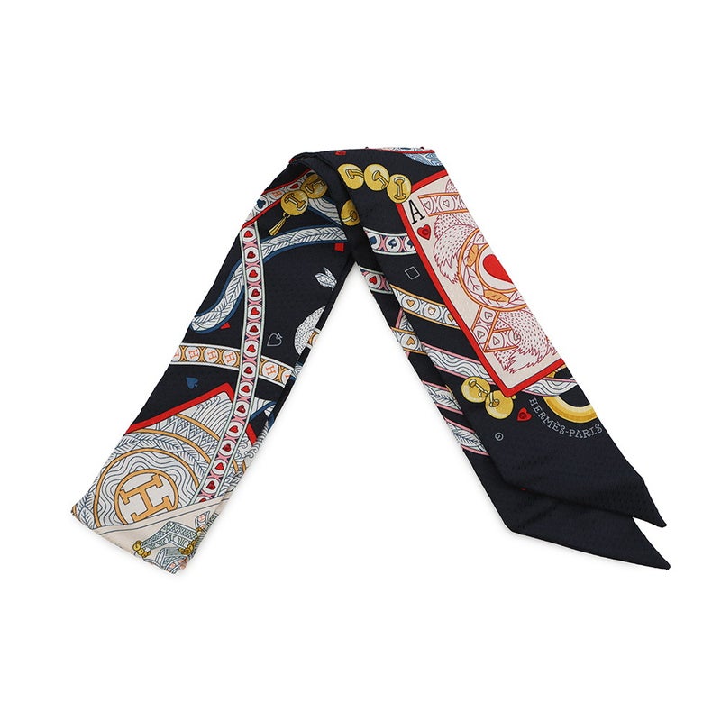 エルメス スカーフ ツイリー ビジュー ピケ ハートのクイーン Dame de Coeur HERMES シルクツイル 2022年秋冬 黒