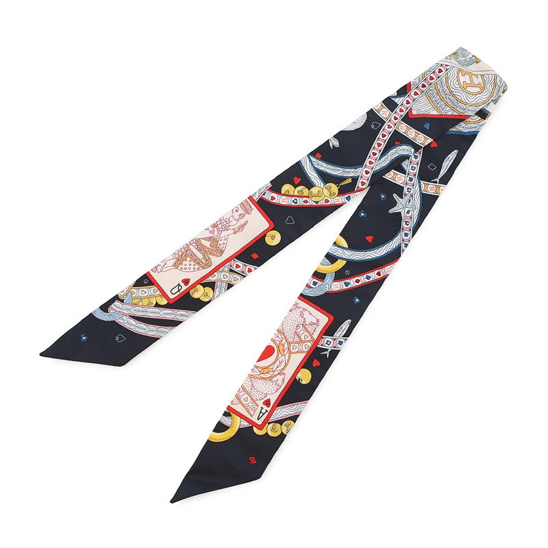 エルメス スカーフ ツイリー ビジュー ピケ ハートのクイーン Dame de Coeur HERMES シルクツイル 2022年秋冬 黒