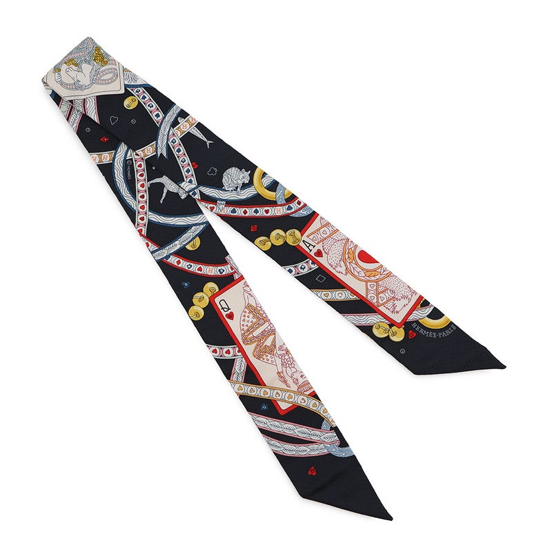 エルメス スカーフ ツイリー ビジュー ピケ ハートのクイーン Dame de Coeur HERMES シルクツイル 2022年秋冬 黒