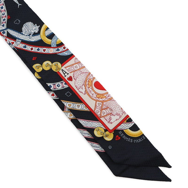 エルメス スカーフ ツイリー ビジュー ピケ ハートのクイーン Dame de Coeur HERMES シルクツイル 2022年秋冬 黒