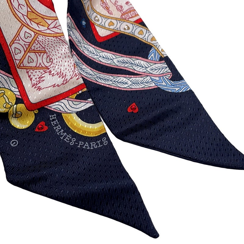 エルメス スカーフ ツイリー ビジュー ピケ ハートのクイーン Dame de Coeur HERMES シルクツイル 2022年秋冬 黒