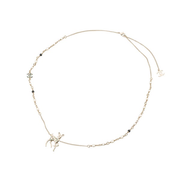 シャネル ノベルティ ココマーク バンビ モチーフ ロングネックレス フェイクパール/ラインストーンCHANEL VIP限定 イヤーズギフト