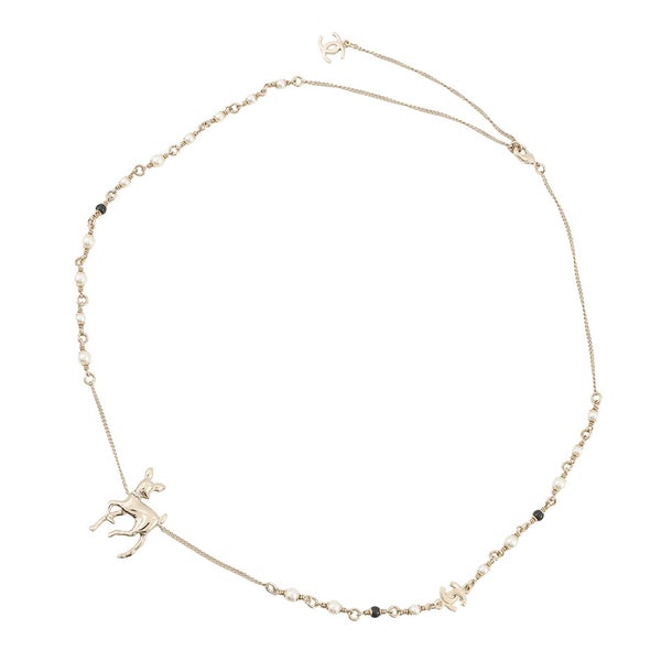 シャネル ノベルティ ココマーク バンビ モチーフ ロングネックレス フェイクパール/ラインストーンCHANEL VIP限定 イヤーズギフト