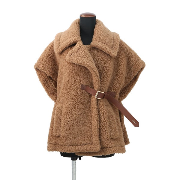 マックスマーラ ケープ ニューアバボ テディベア キャメル レディースサイズSM 4736145206001 MaxMara アウター