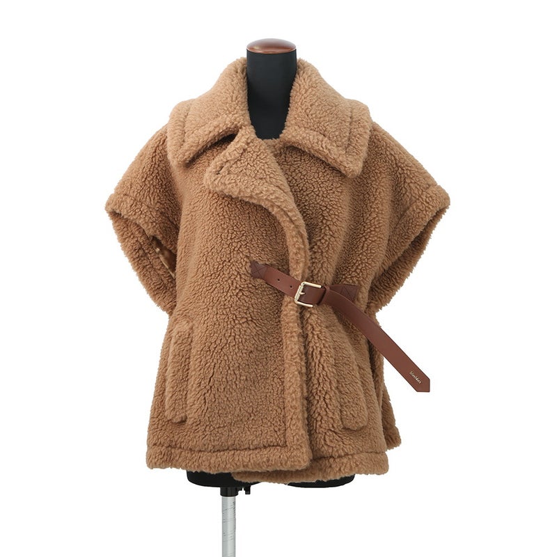 マックスマーラ ケープ ニューアバボ テディベア キャメル レディースサイズSM 4736145206001 MaxMara アウター
