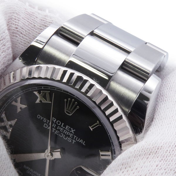 ロレックス デイトジャスト36 SS/K18WG ランダムシリアル ルーレット 126234 オーベルジーヌ文字盤 69ダイヤ