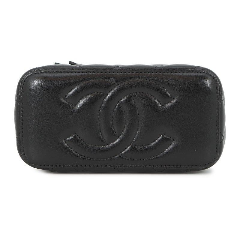 シャネル チェーンショルダーバッグ マトラッセ ココマーク バニティケース ラムスキン AP2846 CHANEL ヴァニティ 黒