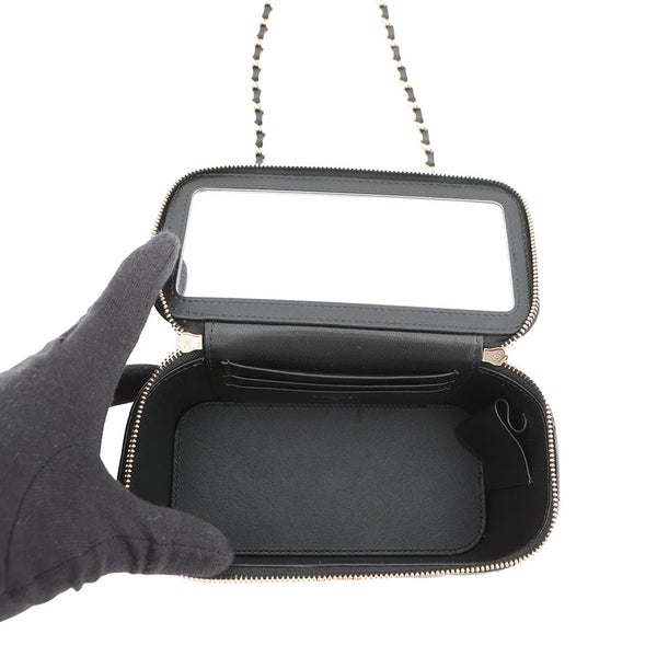 シャネル チェーンショルダーバッグ マトラッセ ココマーク バニティケース ラムスキン AP2846 CHANEL ヴァニティ 黒