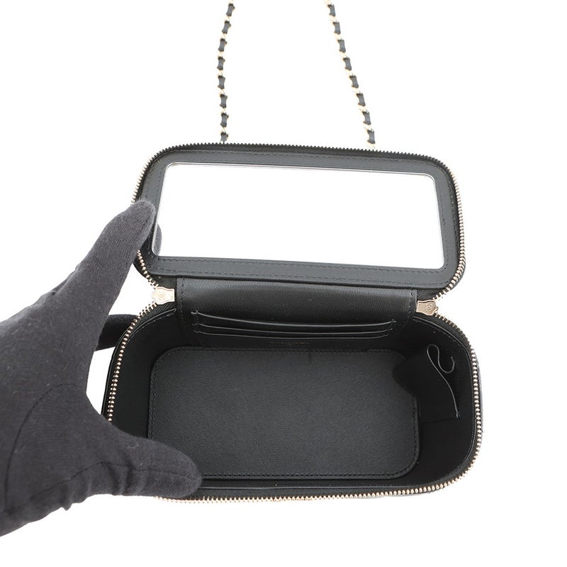 シャネル チェーンショルダーバッグ マトラッセ ココマーク バニティケース ラムスキン AP2846 CHANEL ヴァニティ 黒