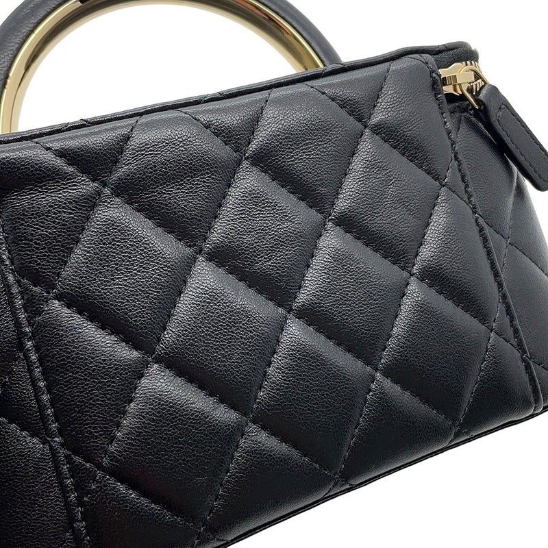 シャネル チェーンショルダーバッグ マトラッセ ココマーク バニティケース ラムスキン AP2846 CHANEL ヴァニティ 黒