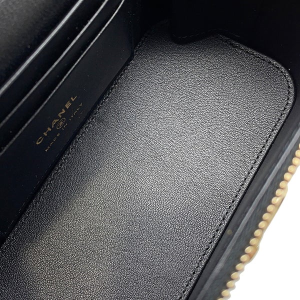 シャネル チェーンショルダーバッグ マトラッセ ココマーク バニティケース ラムスキン AP2846 CHANEL ヴァニティ 黒