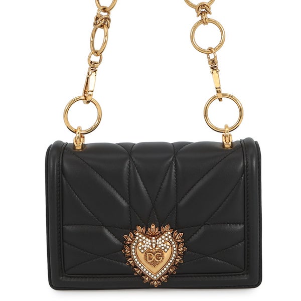 ドルチェ＆ガッバーナ チェーンショルダーバッグ  ディヴォーション ハート キルティング レザー DOLCE&GABBANA バッグ 黒