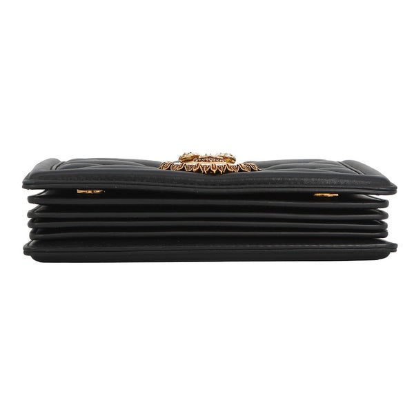 ドルチェ＆ガッバーナ チェーンショルダーバッグ  ディヴォーション ハート キルティング レザー DOLCE&GABBANA バッグ 黒