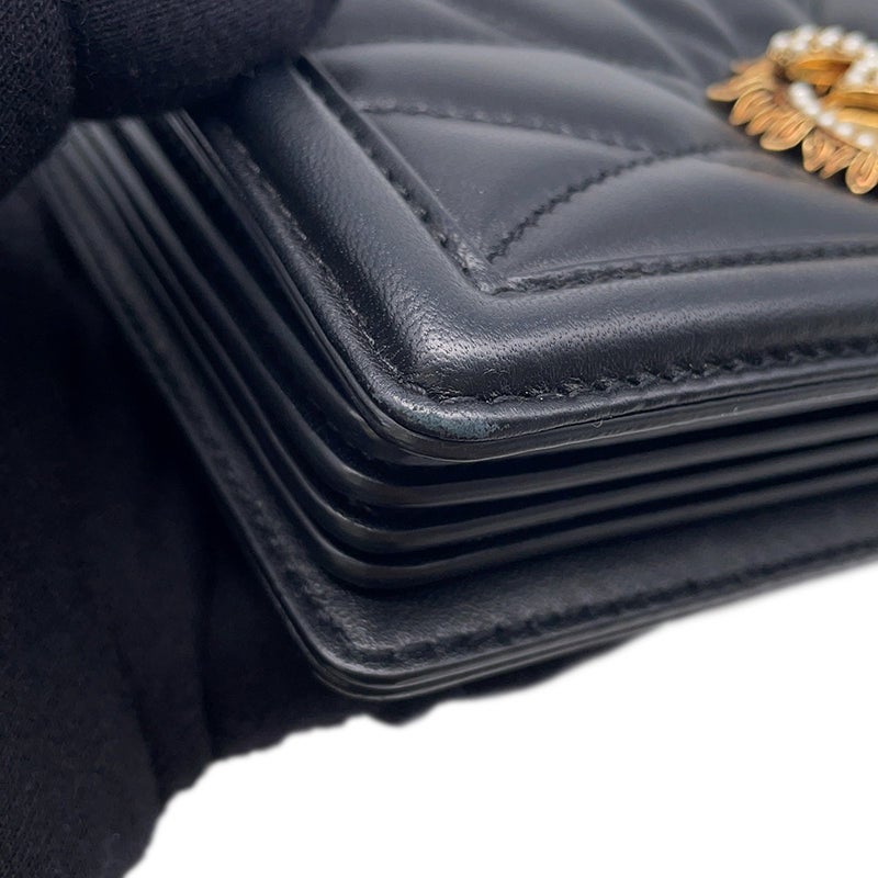 ドルチェ＆ガッバーナ チェーンショルダーバッグ  ディヴォーション ハート キルティング レザー DOLCE&GABBANA バッグ 黒