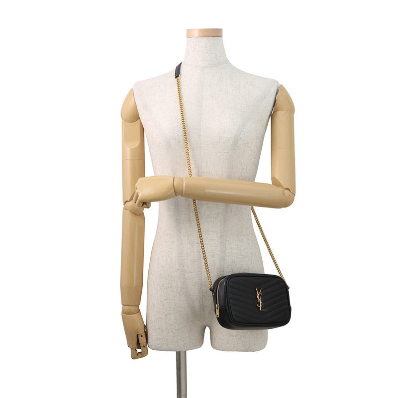 サンローランパリ チェーンショルダーバッグ ルー ミニバッグ レザー 748849 SAINT LAURENT PARIS 黒