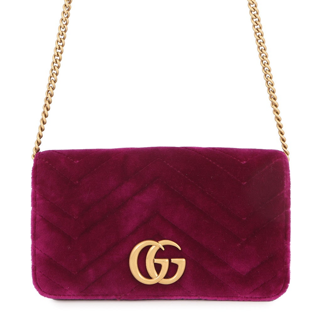 グッチ チェーンショルダーバッグ GGマーモント ベロア キルティング ミニ 488426 GUCCI バッグ グッチ チェーンショルダーバッグ GGマーモント ベロア キルティング