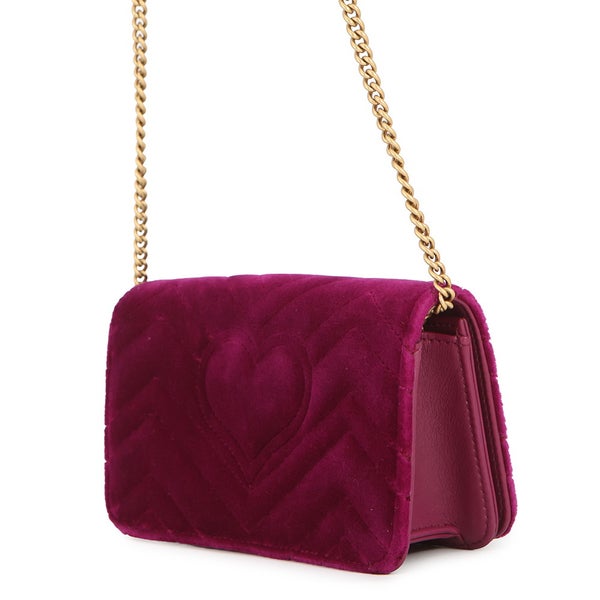 グッチ チェーンショルダーバッグ GGマーモント ベロア キルティング ミニ 488426 GUCCI バッグ