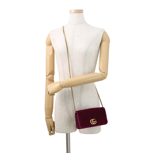 グッチ チェーンショルダーバッグ GGマーモント ベロア キルティング ミニ 488426 GUCCI バッグ