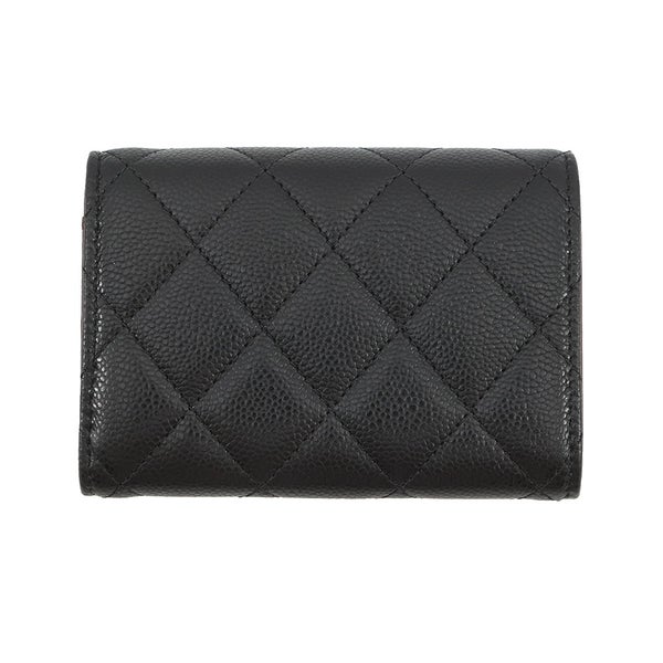 シャネル 三つ折り財布 マトラッセ ココマーク クラシック スモール フラップ ウォレット キャビアスキン AP0230 CHANEL 財布 黒