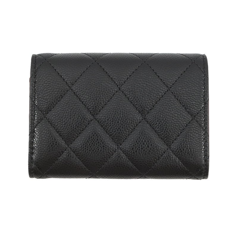 シャネル 三つ折り財布 マトラッセ ココマーク クラシック スモール フラップ ウォレット キャビアスキン AP0230 CHANEL 財布 黒