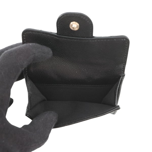 シャネル 三つ折り財布 マトラッセ ココマーク クラシック スモール フラップ ウォレット キャビアスキン AP0230 CHANEL 財布 黒