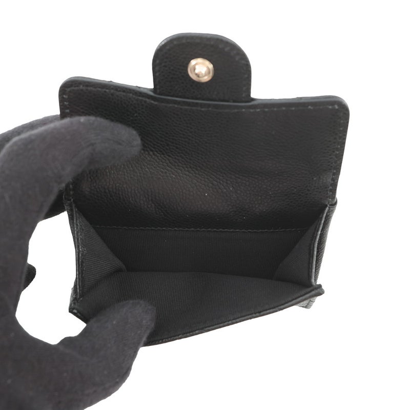 シャネル 三つ折り財布 マトラッセ ココマーク クラシック スモール フラップ ウォレット キャビアスキン AP0230 CHANEL 財布 黒
