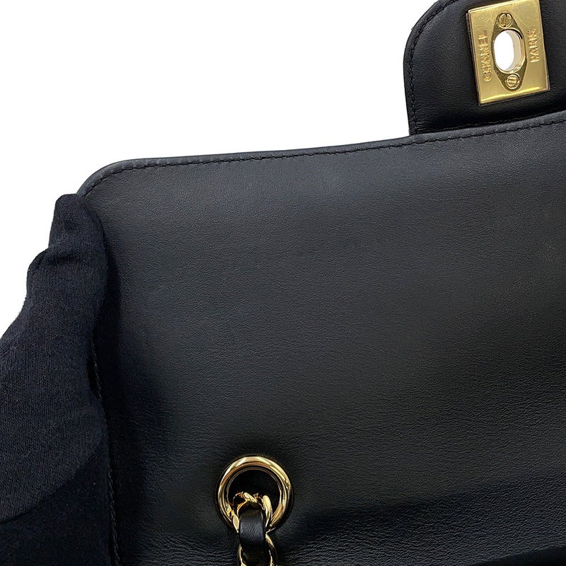 シャネル チェーンショルダーバッグ ココマーク ダブルチェーン クロコダイル CHANEL 黒