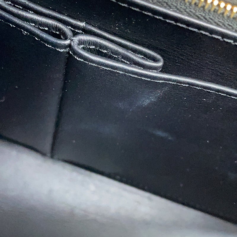 シャネル チェーンショルダーバッグ ココマーク ダブルチェーン クロコダイル CHANEL 黒