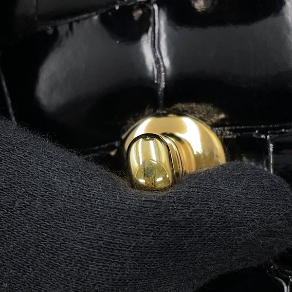 シャネル チェーンショルダーバッグ ココマーク ダブルチェーン クロコダイル CHANEL 黒