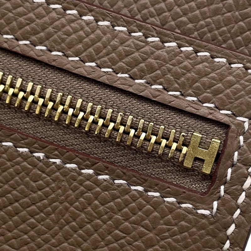 エルメス 二つ折り財布 ベアンコンパクト エトゥープ/ゴールド金具 エプソン B刻印 財布