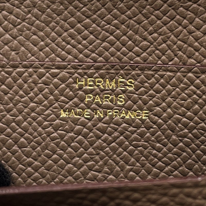 エルメス 二つ折り財布 ベアンコンパクト エトゥープ/ゴールド金具 エプソン B刻印 財布