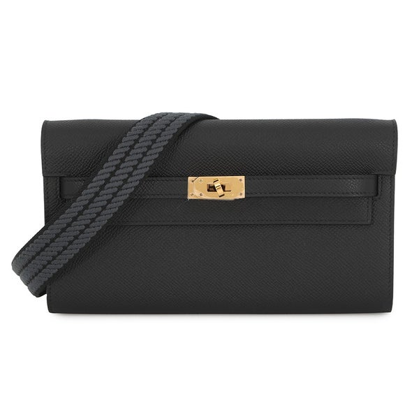 エルメス ケリーウォレット ロング トゥーゴー ブラック/ゴールド金具 エプソン W刻印 HERMES 黒