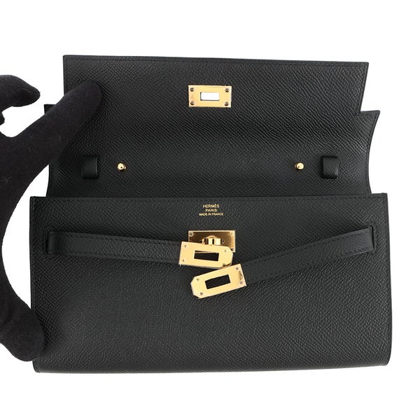 エルメス ケリーウォレット ロング トゥーゴー ブラック/ゴールド金具 エプソン W刻印 HERMES 黒