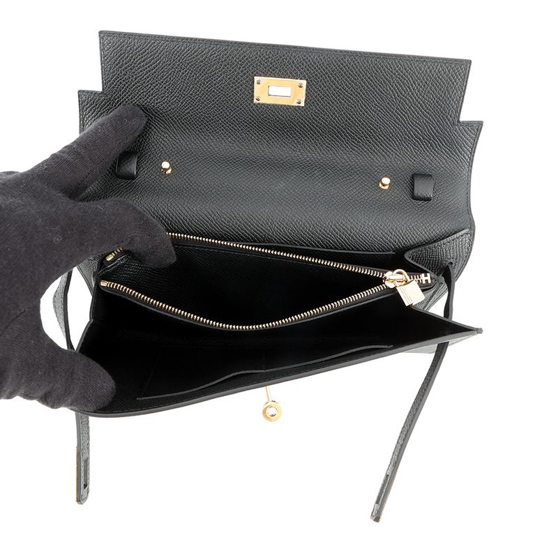 エルメス ケリーウォレット ロング トゥーゴー ブラック/ゴールド金具 エプソン W刻印 HERMES 黒