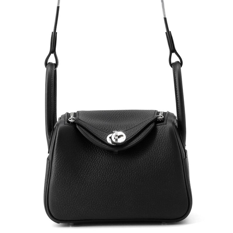 エルメス リンディ ミニ ブラック/シルバー金具 トリヨンクレマンス G刻印 ２wayショルダー 黒