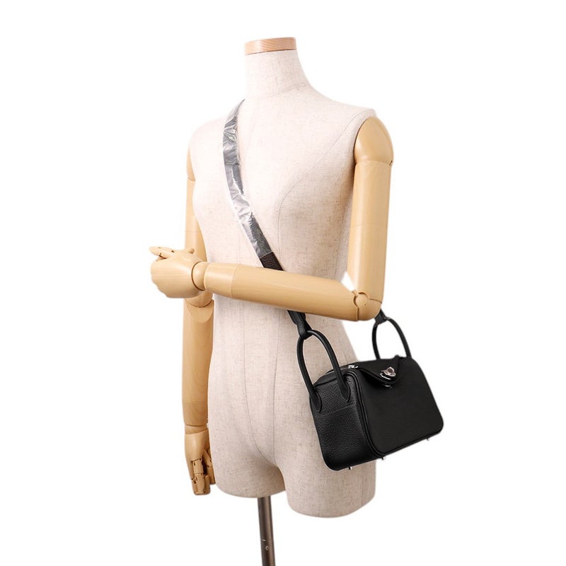 エルメス リンディ ミニ ブラック/シルバー金具 トリヨンクレマンス G刻印 ２wayショルダー 黒