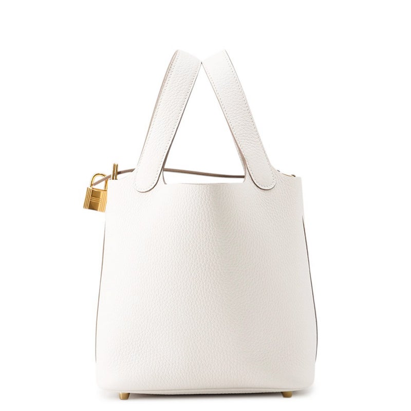 エルメス ハンドバッグ ピコタンロックPM グリスペール/ゴールド金具　トリヨンクレマンス K刻印 白