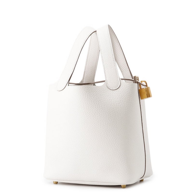 エルメス ハンドバッグ ピコタンロックPM グリスペール/ゴールド金具　トリヨンクレマンス K刻印 白